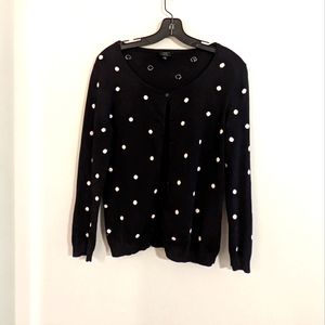 Talbots black polka dot cardigan, Size S